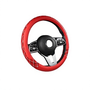 Housse de volant pour femmes, 38 cm, ronde, motif écossais rouge et noir, pour Toyota, Ford, Mini Cooper, Tesla - Product Image 4