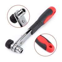 Llave de trinquete de doble cabezal con mango de goma antideslizante, herramienta compacta de reparación manual para ensamblaje mecánico
