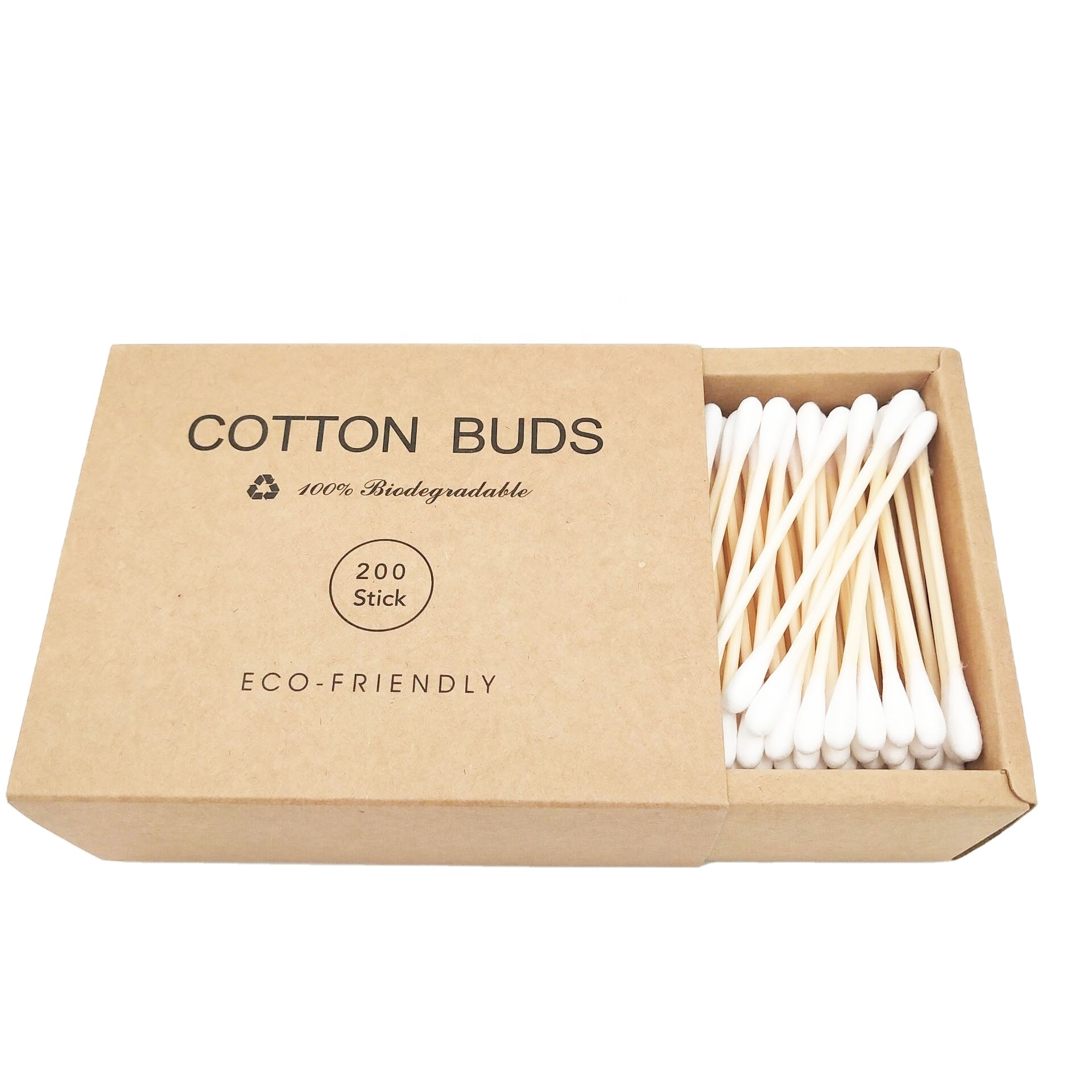 Оптовая продажа, двойная круглая головка, 200 шт., бамбуковые палочки из 100% хлопка, бамбуковые палочки, ватные палочки