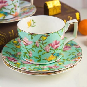High Quality Flower and Bird Decal Mug Bone China Cup and Saucer <b>Set</b> European Coffee <b>Tea</b> Cup - Product Image 5