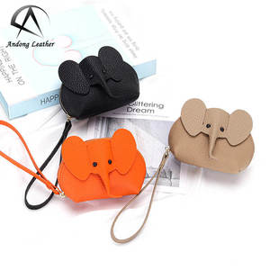 Carteras cortas para mujer de cuero de vaca auténtico, cartera corta con forma de elefante, monedero con cremallera, Royal Bagger 6289 - Product Image 1