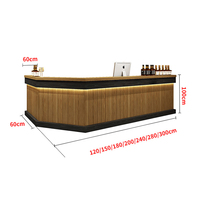 Comptoir de bar industriel commercial personnalisé avec éclairage LED, dessus en bois et pierre, en forme de L, pour hôtel, restaurant, café, boîte de nuit