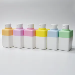 बालों की देखभाल लोशन बोतल के लिए थोक Hdpe सॉफ्ट टच स्क्वायर प्लास्टिक पैकेजिंग शैम्पू की बोतलें पंप कंटेनर के साथ