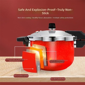 Casserole à pression en acier inoxydable pour la maison, 5 L, revêtement antiadhésif, base multicouche, poignée en silicone, compatible gaz et induction - Product Image 4
