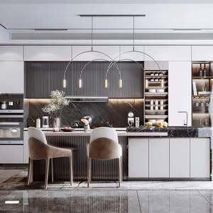 Gabinetes de Cocina Personalizables con Diseño Gratuito, Muebles de Cocina Modernos, Fregadero de Acero Inoxidable y Encimera de Mármol - Product Image 1