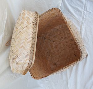 Handcrafted Eco-Friendly Bamboo Square Gift <b>Box</b> <b>with</b> <b>Lid</b> Vintage Home Organization <b>Decorative</b> Storage Woven Basket From Vietnam - Product Image 4