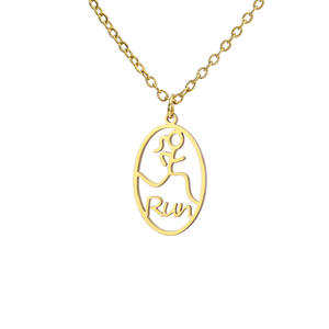 Collier ras du <span class=keywords><strong>cou</strong></span> pour femme en acier inoxydable, motif coureur, tendance mode, sport, marathon, bijou commémoratif, cadeau - Product Image 2