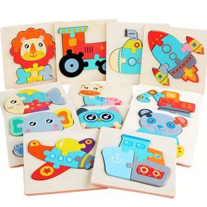 ตัวต่อไม้รูปสัตว์การ์ตูน 3 มิติ DIY เกมจิ๊กซอว์ ของเล่นเด็กเสริมพัฒนาการแบบมอนเตสซอรี่ สำหรับเด็กชายและเด็กหญิง - Product Image 1