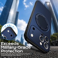 Étui de téléphone portable antichoc avec support rotatif magnétique à texture lin de haute qualité pour iPhone 16 17 18 Pro Max