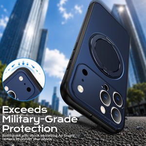 High Quality Linen Texture Magnetic Rotation Holder Mobile Phone <b>case</b> for iPhone 16 17 18 Pro Max Shockproof Stand Back Cover - Product Image 4