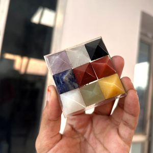 แผ่นหินคริสตัลทรงพีระมิดเก้าเหลี่ยม รุ่น GENUINE SPARCELS RAIS AGATE จากกูร์การัต สำหรับวัสดุวัสดุศาสตร์วัสดุภูมิภาควิทยา (Vastu)  หินขัดเงาสำหรับสร้างพลังงาน - Product Image 1
