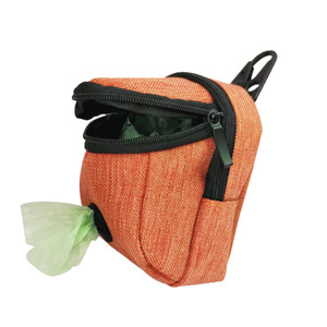 Dispensador de bolsas para excrementos de mascotas, tela Oxford naranja, 8,5x3,5x12, almacenamiento portátil de residuos para perros y gatos - Product Image 1