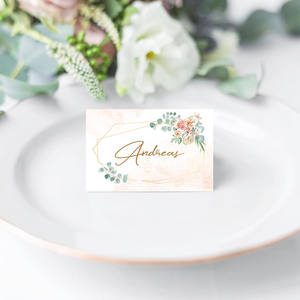 Cartes de <span class=keywords><strong>nom</strong></span> de table et de réception de mariage haut de gamme personnalisées, estampées à chaud, style rose, collection First Love - Product Image 1