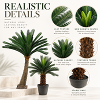 Grand palmier cycad artificiel tropical avec pot, fausse plante verte d'intérieur pour la décoration de restaurants, bureaux et commerces