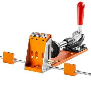 VEVOR <b>Pocket</b> <b>Hole</b> <b>Jig</b> Kit, 34 Pcs <b>Pocket</b> <b>Hole</b> <b>Jig</b> System with 11" C-clamp, Fixture, Step Drills, Wrenches, Drill Stop Rings - Product Image 1