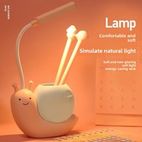 Lampe de bureau LED créative pour l'apprentissage, protection oculaire, chargement USB, design escargot - Couleur chaude pour enfants de maternelle, petit cadeau