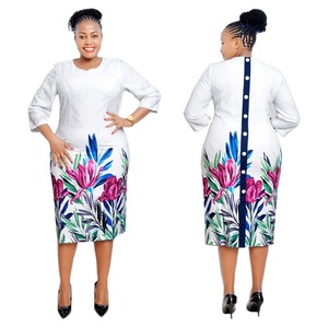 NUEVA COLECCIÓN Vestidos Formales de Gasa con Estampado Floral, Botones, Manga Larga, Corte Lápiz, para Iglesia, Largos hasta la Rodilla - Product Image 1