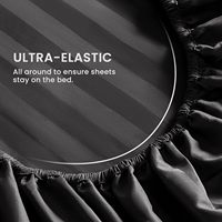 Ensemble de draps en microfibre de luxe Oeko-Tex 4 pièces, respirant, rafraîchissant, à rayures