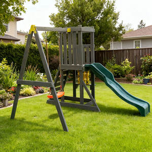 Ensemble de jeux en bois avec balançoire et toboggan, pour jardin, école, aire de jeux extérieure pour enfants - Product Image 4