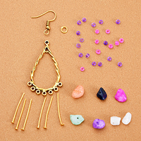 AHAYA Kit de fabrication de bijoux DIY en argile fait main, avec boîte de 24 compartiments, comprenant des perles géométriques en pierre naturelle multicolores de haute qualité