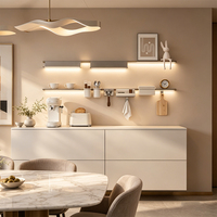 Meuble buffet mural Elabor pour salle à manger, organiseur de rangement pour accessoires de café et de boissons avec étagères, crochets et bacs de rangement