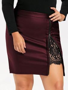 Wholesale Plus Size Black Lace Sexy <strong>Short</strong> Wrap Skirt Mini <strong>Leather</strong> Skirts With Zipper - Product Image 5