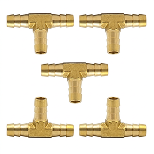 Brass Tee <b>Hose</b> Fitting Three Way Barb Connector - Product Image 1