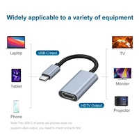 Câble adaptateur USB-C mâle vers HDTV 4K 60Hz femelle en aluminium pour Macbook, téléphone portable, tablette, ordinateur, projecteur