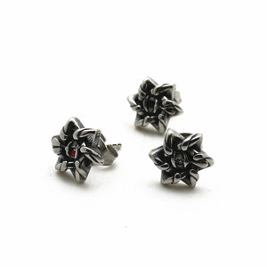 yunnique <b>Stud</b> <b>Earrings</b> Star Shape Titanium Steel Geometric Design Bezel Setting Red White <b>Black</b> Diamonds Fashion Jewelry - Product Image 1