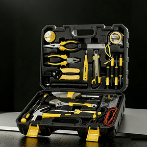 ערכת כלי עבודה חשמליים אלחוטיים של DEWEN OEM הכוללת מקדחה, מברגת פיקס, מפתח ברגים ידני, ארגז כלים וסוללה. - Product Image 2