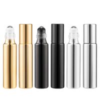Bouteille à rouler liquide cosmétique dorée de 5ml 10ml Bouteille à rouleau de parfum Bouteilles en verre sérigraphiées avec bouchon à vis Emballage vide