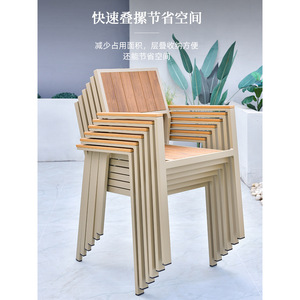 <b>Stackable</b> <b>Outdoor</b> <b>Chair</b> Plastic Slatted Back Contemporary Design For Patio Garden Commercial Use - Product Image 1