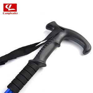 Bâton de randonnée Campleader en alliage d'aluminium, poignée en T, bleu, réglable, pour la marche en plein air - Product Image 4
