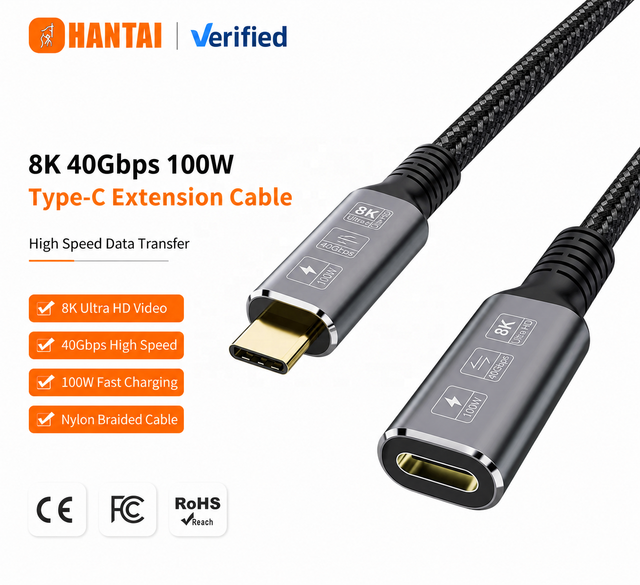 USB4 Type-C Extension Cable, 40Gbps Data,8K Video,100W PD Fast Charging,Gold-Plated Braided Cord Compatible with Thunderbolt 4