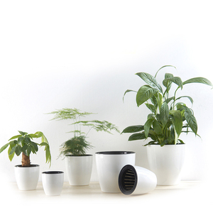 Self Watering Flower Pots Outdoor White Plastic Plant Pots planter Simple Design for Cactus, Herbs, Home