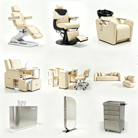 Ensemble d'équipements pour salon de beauté : fauteuil de massage électrique, fauteuil de coiffure, fauteuil de lavage, fauteuil de réception en acier inoxydable, fauteuil de pédicure et spa