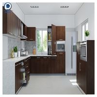 Ensemble d'armoires de cuisine en bois laqué en forme de L, design moderne, Prima Free Design, pour appartement, fabriqué en Chine