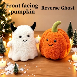 Peluche réversible Halloween Citrouille et Fantôme 18cm – Jouet en peluche mignon et moelleux pour enfants ou petite amie - Product Image 2
