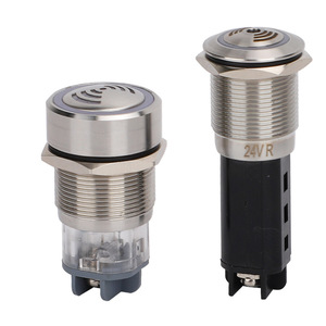Stainless Steel Buzzer 19mm 22mm 24V IP65 Constantly Lit And Sounding Panel Mount Safety <b>Alarm</b> Light - Product Image 1