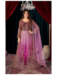 Vestido Anarkali Indo-Occidental de Diseñador, Tela de Red Suave, Bordado Intrincado con Cuentas, Elegante Vestido para Compromiso, Sangeet, Fiestas y Eventos - Product Image 3