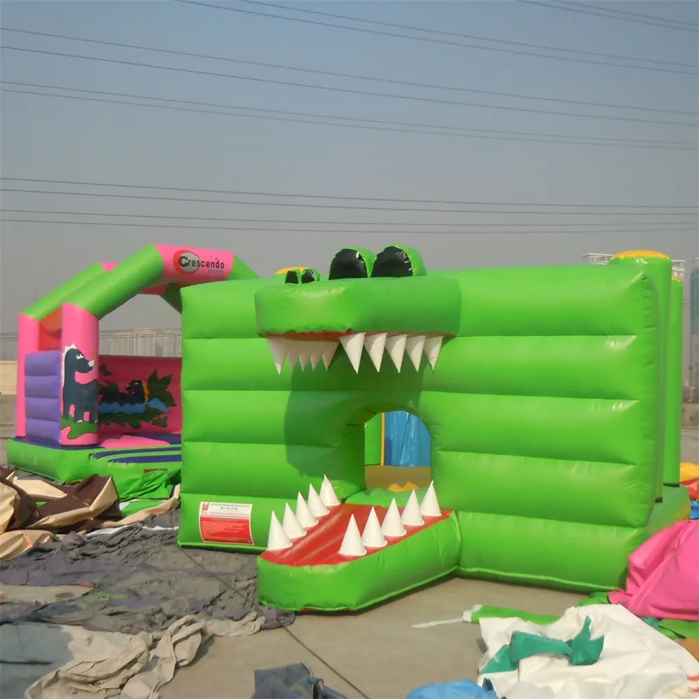 Château de videurs gonflables de pulls de fête de crocodile vert drôle pour le videur gonflable animal enfants bébé gonflable