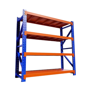 Almacenamiento de acero Estanterías sin pernos Estanterías de alta resistencia Protección contra la corrosión de 4 niveles Recubierto de polvo Azul Naranja Estanterías de almacén - Product Image 1