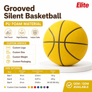 Ballon de basketball silencieux rainuré <span class=keywords><strong>en</strong></span> mousse PU, doux au toucher, haute élasticité, sûr pour l'intérieur, logo personnalisé, taille, poids, couleur, OEM, ODM - Product Image 2
