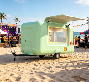 Remolque de Comida Curvo de un Solo Eje con Ventana de Servicio LED, Carrito Móvil para Venta de Hamburguesas y Perritos Calientes para Playa, Festival de Música - Product Image 4