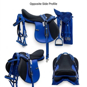 Silla de montar western de la mejor calidad con cabezada, pechera y cincha de tela a juego. - Product Image 2