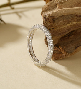 Moda Otoño e Invierno doble fila incrustaciones completas circón pareja anillos casado vida uso diario joyería fina - Product Image 4