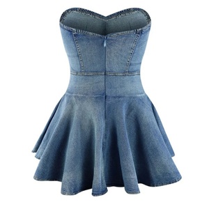 Viviblook ชุดเซ็กซี่ไม่มีสายหนังสำหรับผู้หญิงชุดเดรสผ้ายืดมีจีบสำหรับฤดูร้อนของ C514DS01 - Product Image 3