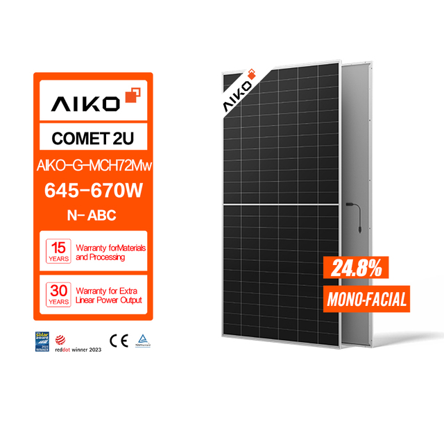 Aiko Comet 2U Mono-glass 645W-670W AIKO-G-MCH72Mw Solar Panel Discount Exports From China to the World