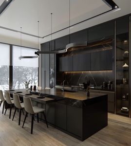 Îlot de cuisine italien en acier inoxydable de qualité <span class=keywords><strong>alimentaire</strong></span> Lumina |   Comptoir de bar extensible avec robinet tête de dragon |   Écologique - Product Image 5