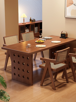 Table de salle à manger en bois massif avec panneau à trous ronds, style moderne et minimaliste, pour bureau à domicile - Vente en gros
